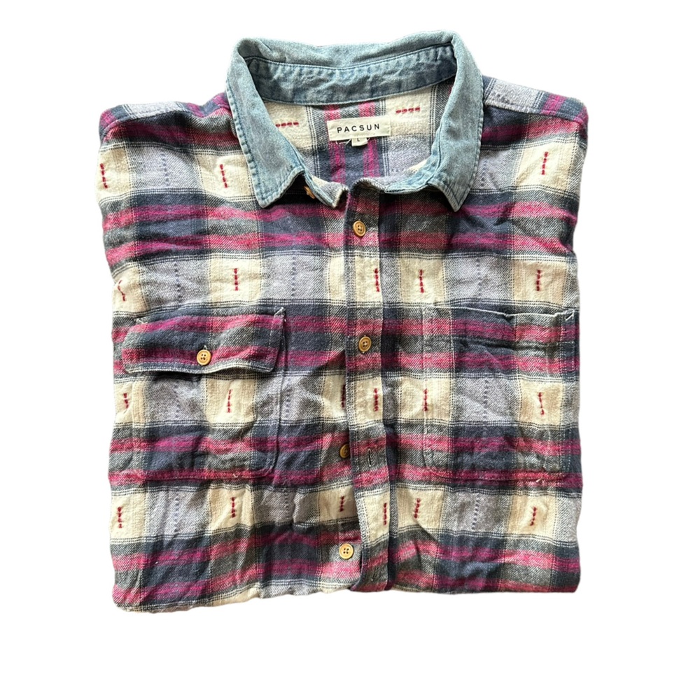 Distressed Pacsun Flannel Shirt - XL